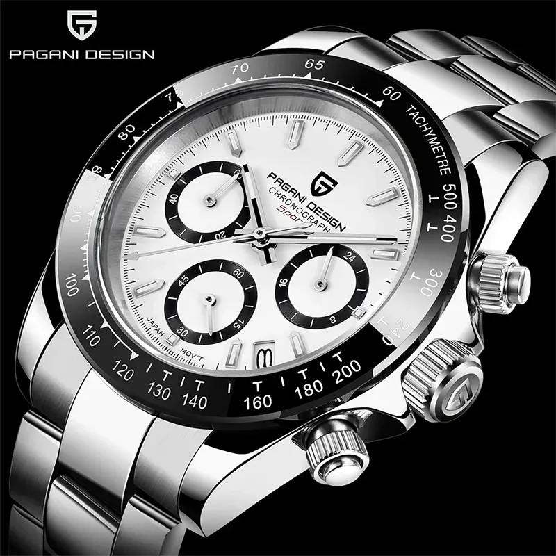 Pagani Design Daytona White Dial Sporty Men's Watch - PD-1644